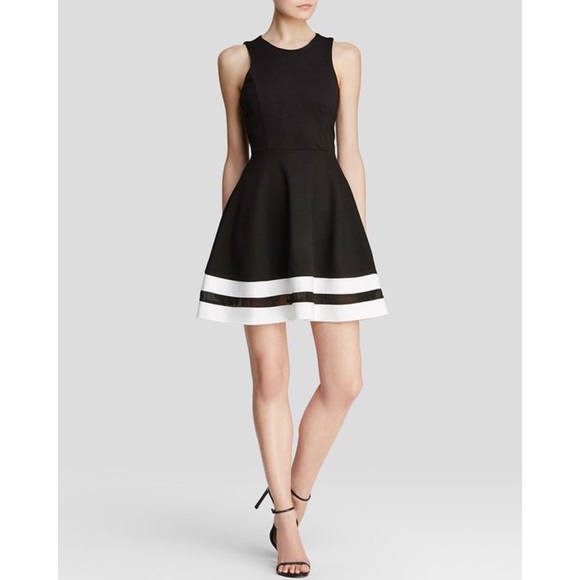 Aqua Dresses & Skirts - Bloomingdales AQUA Dress Mesh Trim Fit and Flare